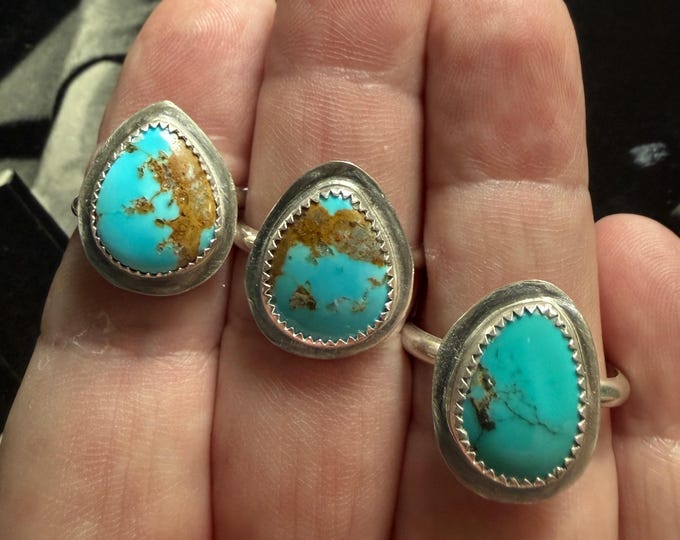 Blue Sonoran Gem Turquoise and Sterling Silver Rings - Multiple Sizes