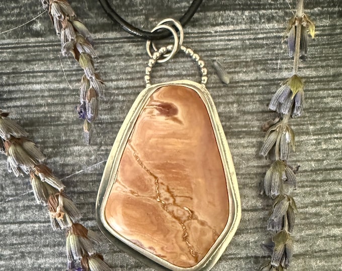 Nevada Wonderstone Pendant - Handmade Sterling Silver Statement Necklace on Leather Cord