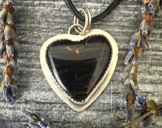 Rainbow Obsidian Heart Necklace - Sterling Silver