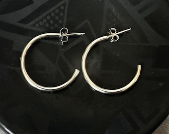 Sterling Silver Open Hoop Post Earrings