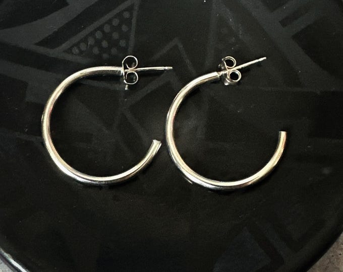 Sterling Silver Open Hoop Post Earrings