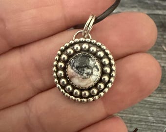 White Buffalo Round Beaded Necklace - Sterling Silver