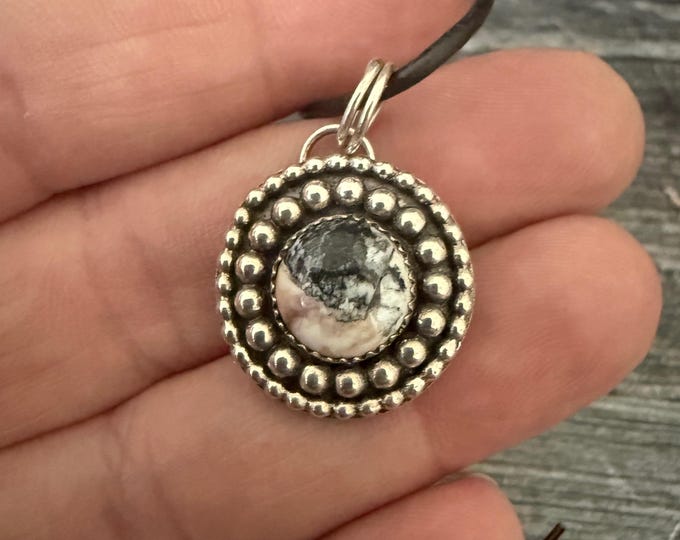 White Buffalo Round Beaded Necklace - Sterling Silver