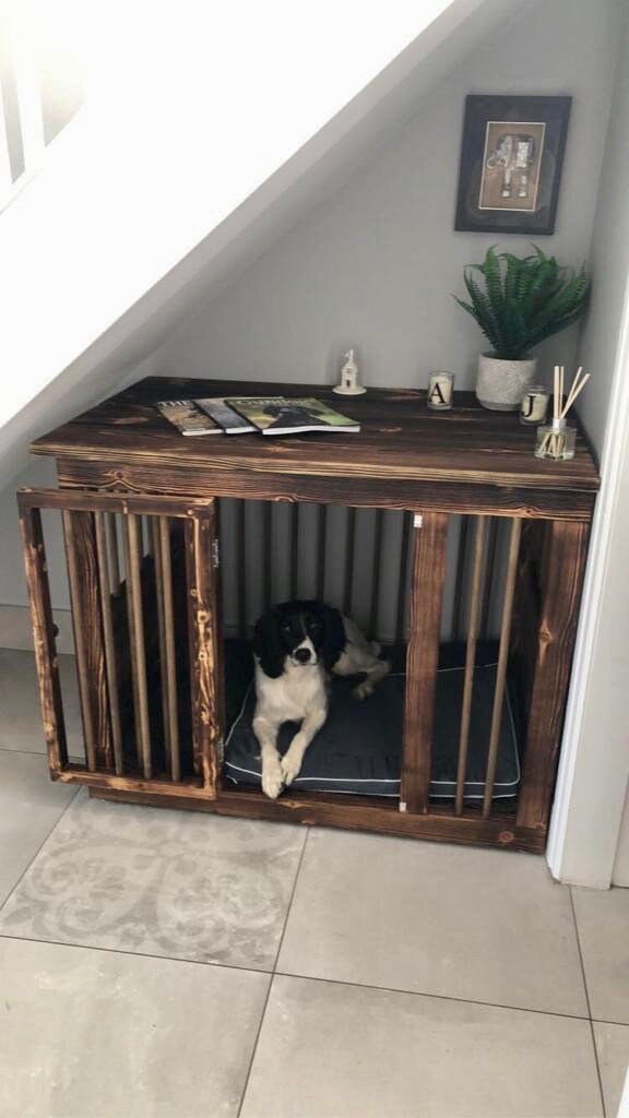 Stylish/rustic sideboard table and dog crate Etsy