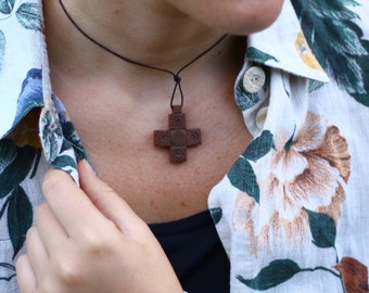 wooden  cross  gift wooden pendant wooden jewelry woodcarving wooden accessories necklace gutsul cross etno ornamentc