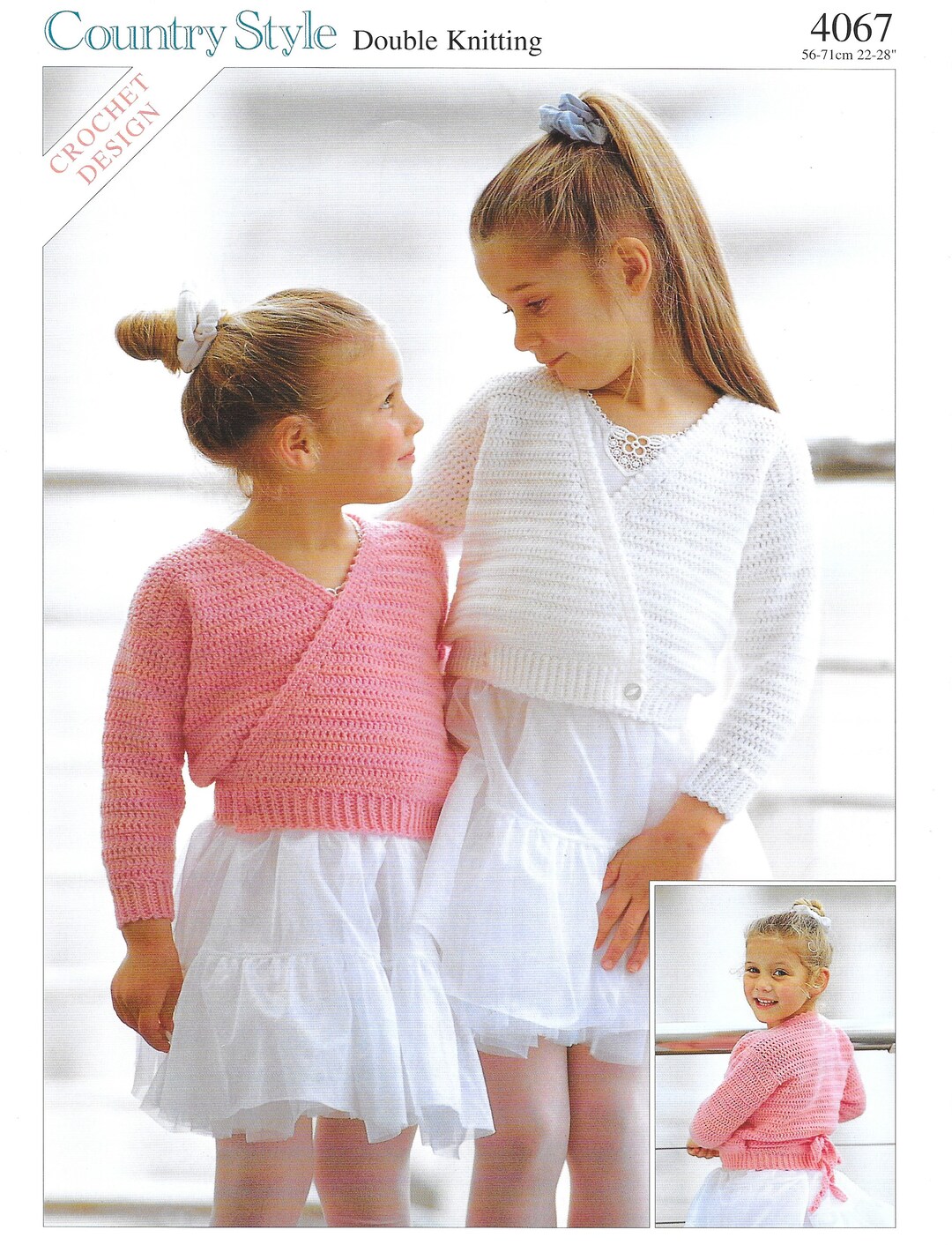 Girls Ballet/cross Over Cardigan Crochet Pattern Dk Wool to Fit Chest