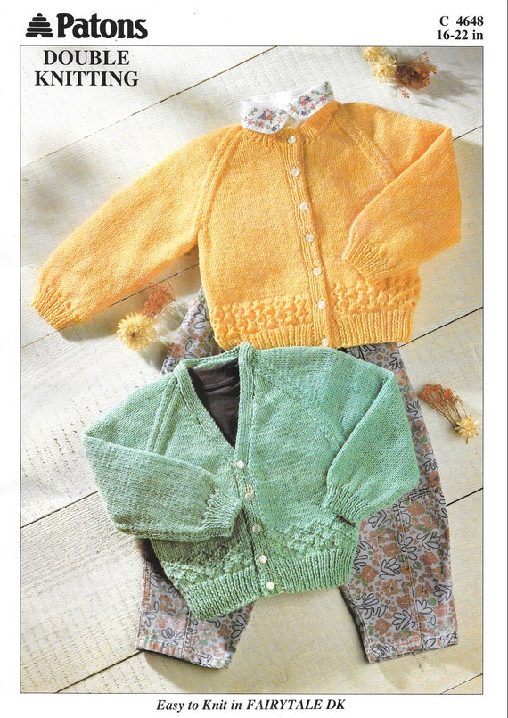 VINTAGE KNITTING PATTERN 2 Bébé Cardigans En 4 Plis 16" 22" Tour De Poitrine 76 VINTAGE KNITTING PATTERN 2 Bébé Cardigans En 4 Plis 16" 22" Tour De Poitrine 76