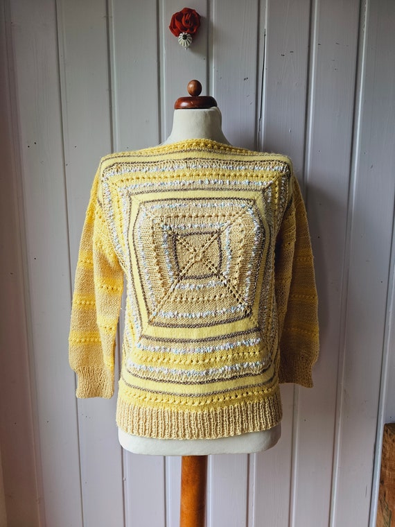 Vintage handmade granny square sweater size 38 - image 1