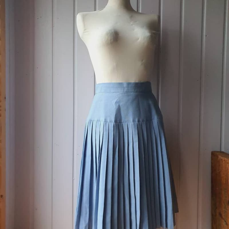 50’s Brown and Beige Pleated Midi Skirt