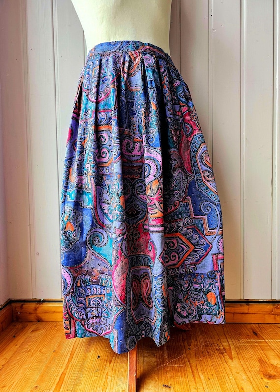 Printed Cotton Vintage Skirt Midi India, Size 38 - Etsy Canada