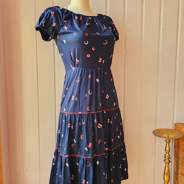 Dunkelblaues Vintage Kleid,Peggy Lane,Gr.36/38