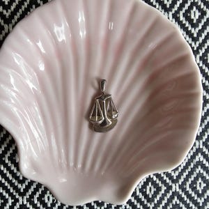 Stamped zodiac sign Libra, small solid chain pendant 925 real silver