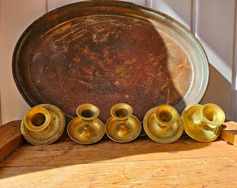 Lot of 5 small brass candlesticks
