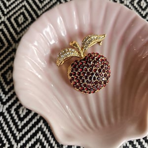 Vintage apple brooch with rhinestones