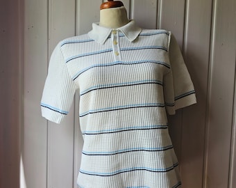 Jaren '70 vintage poloshirt mesh-look, maat L