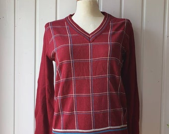Old school Vintage style Pullover weinrot,Karo,Gr.50 Derby