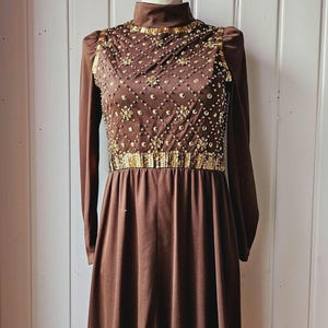 Vintage dress with pearl embroidery, size 36