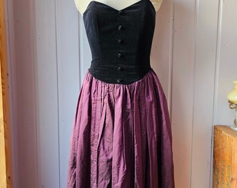 Incredibly beautiful evening dress, velvet and tulle, strapless, tube size 34/36