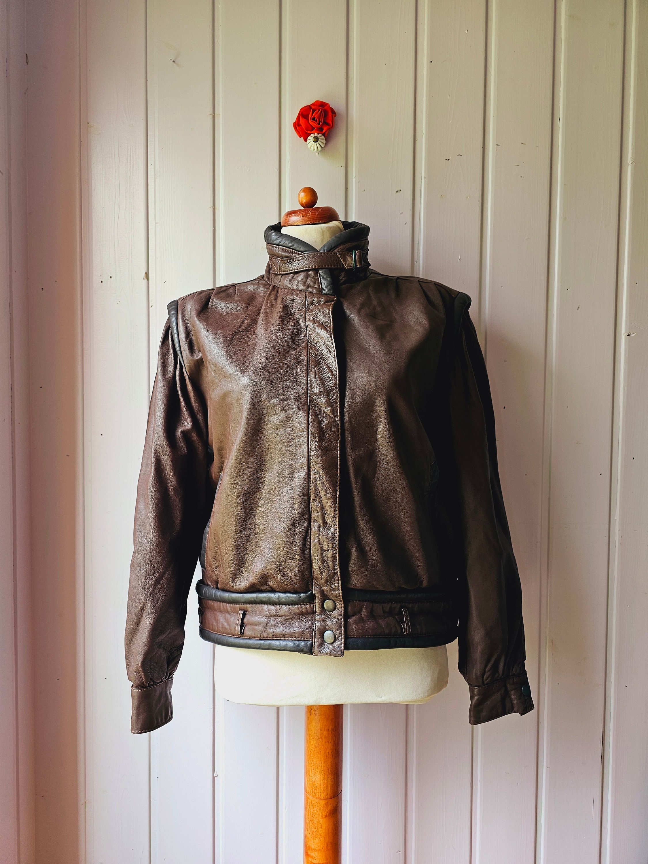 40's] Swedish Vintage Double Breasted Leather Jacket