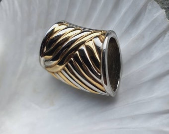 Vintage scarf ring pendant, gold/silver braided pattern
