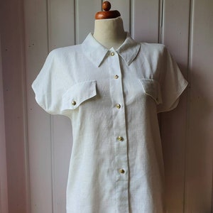 Vintage short-sleeved blouse with patchwork back, size 38