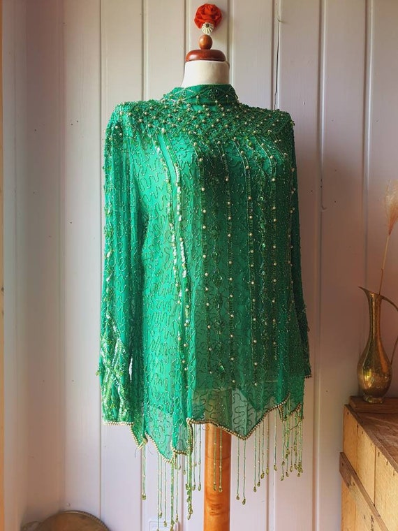 Incredible old long-sleeved tunic, covered all ov… - image 1