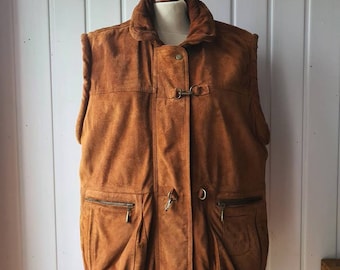 Lined suede vest, size 40/42