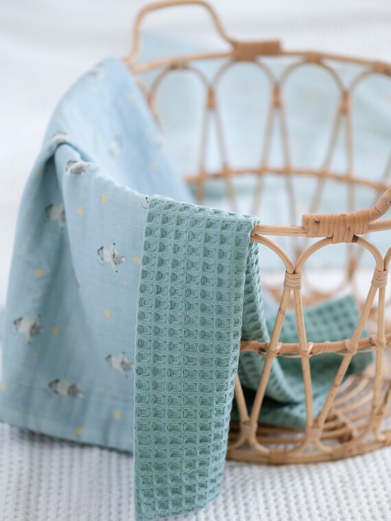 Soft Muslin Blanket Baby Waffle Blanket for Stroller Gender Etsy