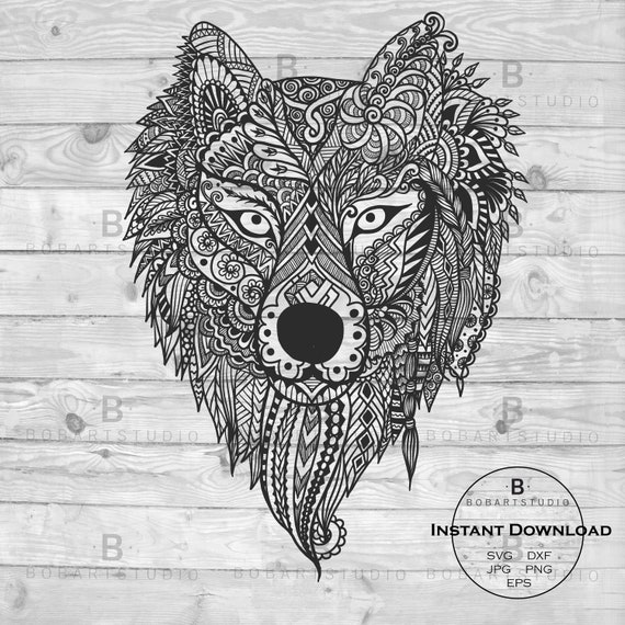 Download Zentangle Wolf Wolf Mandala SVG Animal Zentangle Animal | Etsy