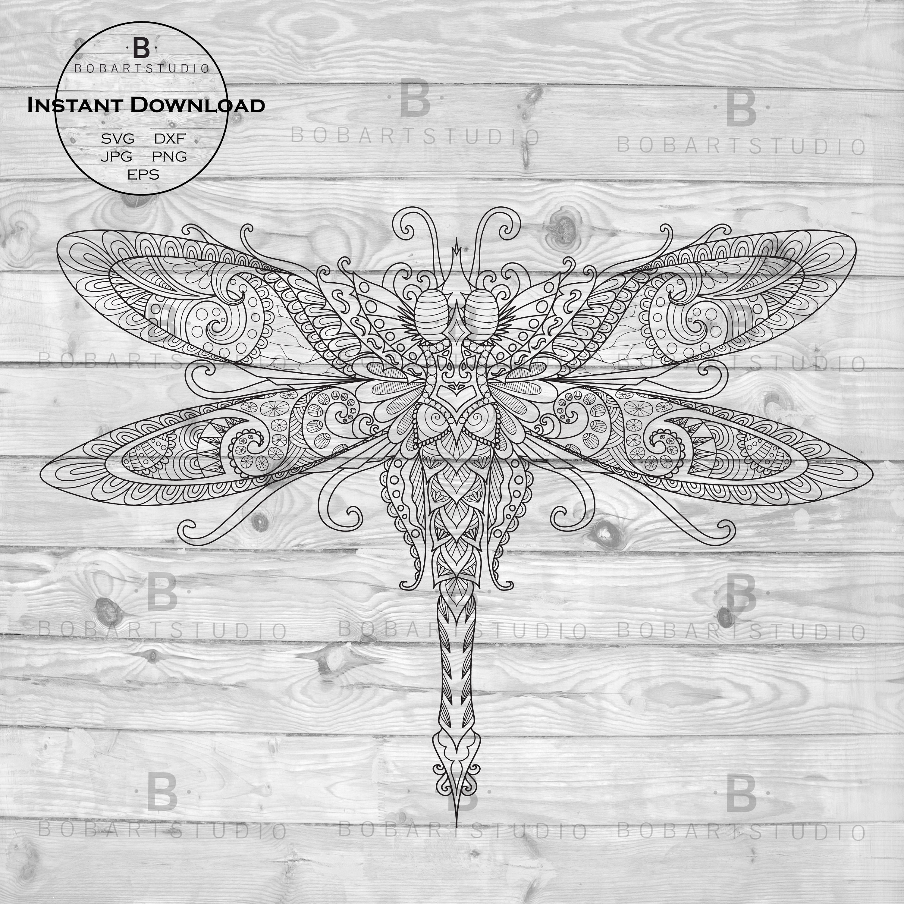 Download Zentangle Dragonfly Dragonfly Mandala SVG Zentangle Animal ...