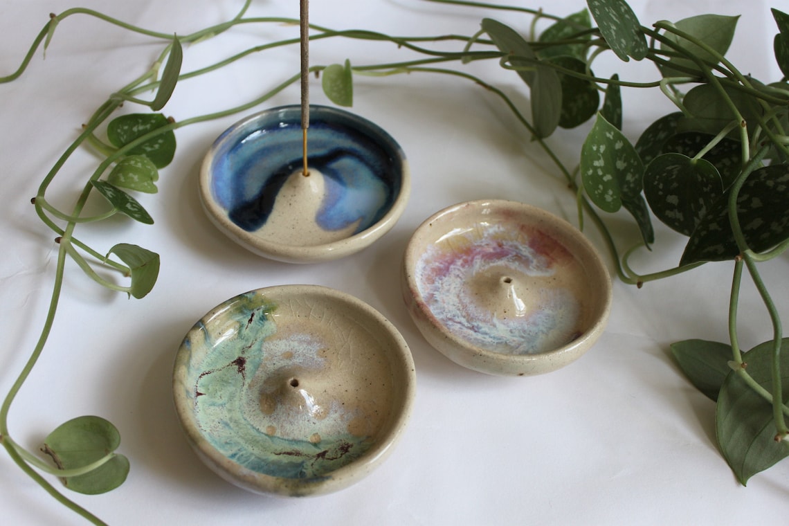 Handmade Ceramic Incense Holder Dish Multi Listing Ocean Blue Etsy