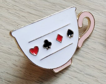 Alice in Wonderland metal and enamel Pin, Teacup Pin, Teacup Enamel Pin, Teacup Gift, Teacup lover, Teacup Badge, Alice in Wonderland Pin