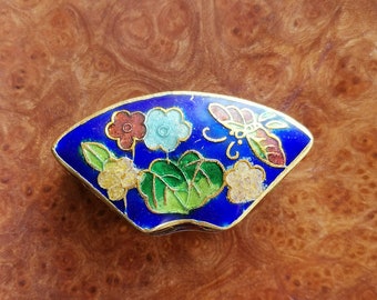 Vintage geëmailleerde sieradendoos, Chinese geëmailleerde doos, geëmailleerde sieradendoos met handgeschilderde vlinder en bloemen, ringdoos