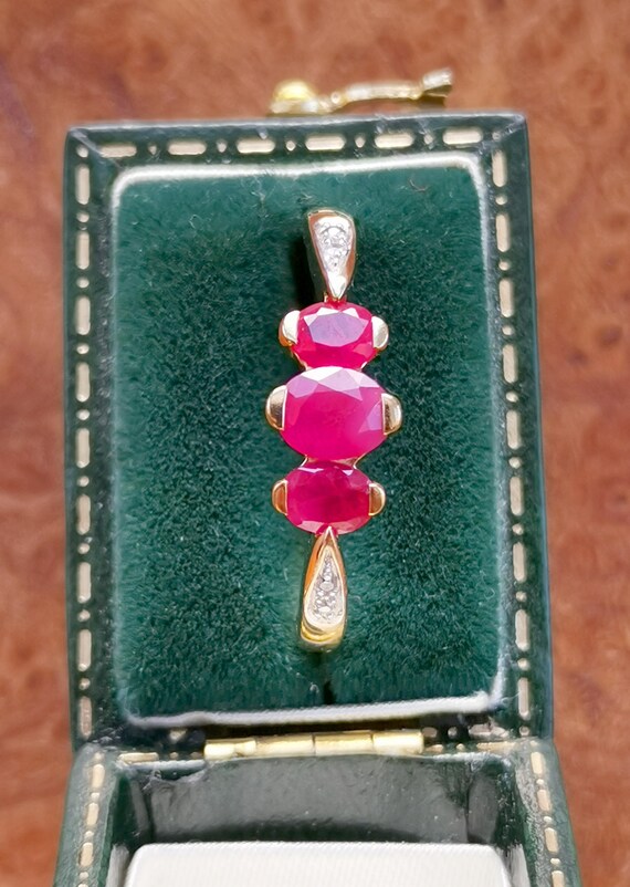 Vintage 9ct Solid Gold Ruby & Diamond Half Eterni… - image 2