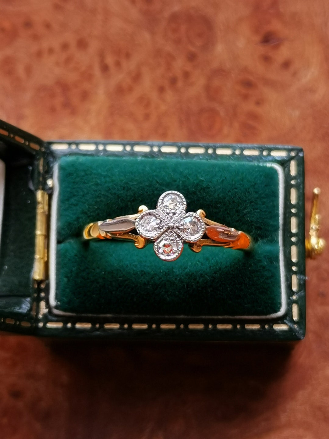 Vintage 18ct Gold & Platinum 0.12ct Diamond Ring, Fully English ...