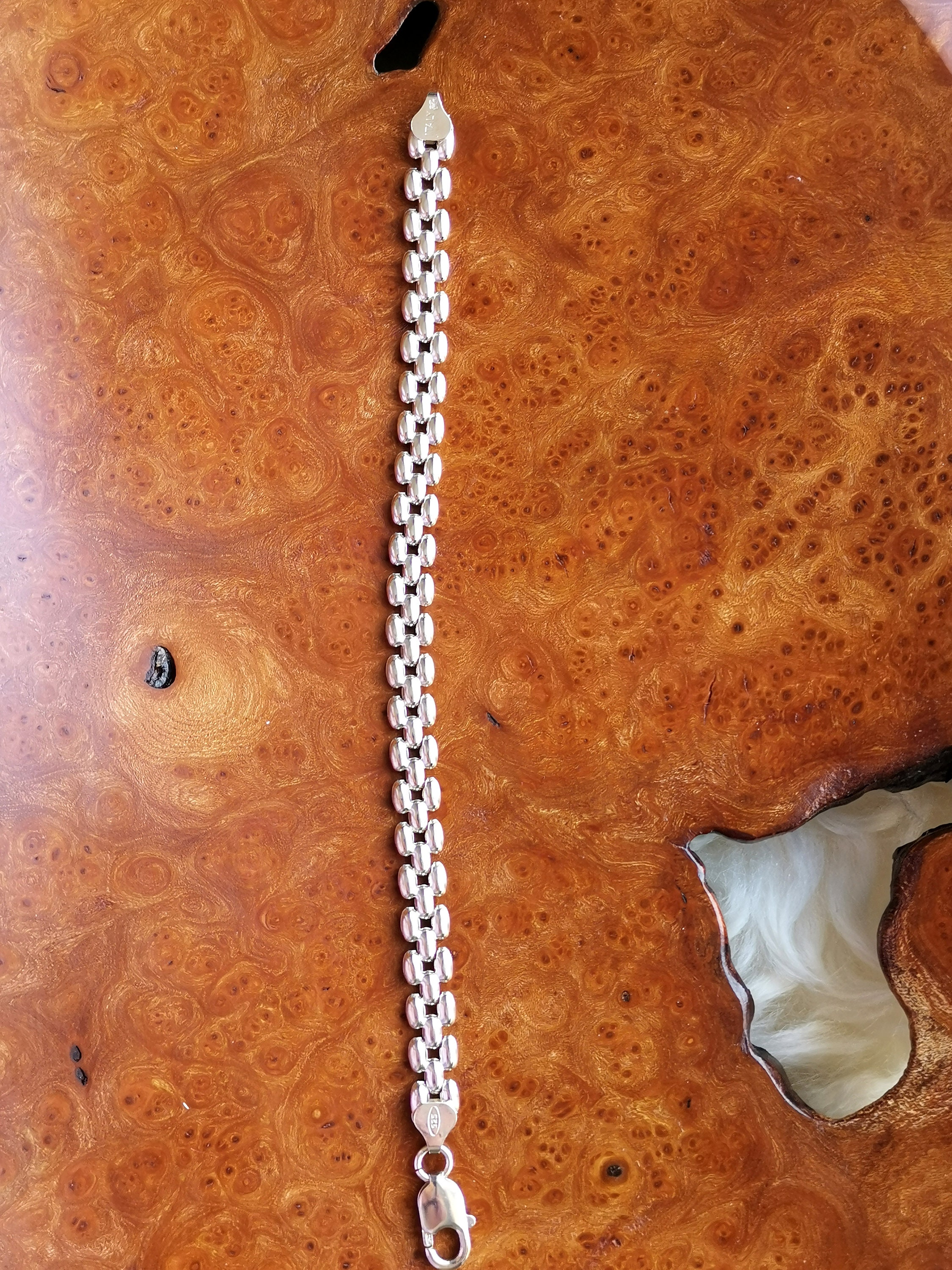 Vintage Italian Sterling Silver Bracelet, Fully Hallmarked Silver Chain