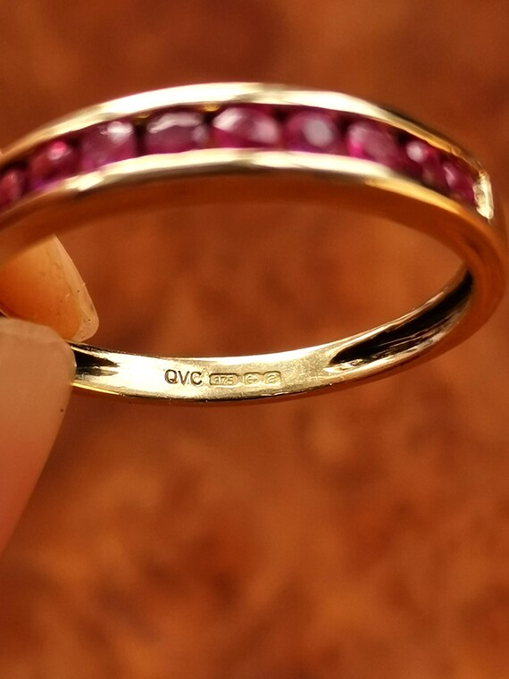 Vintage 9ct Solid Gold Ruby Half Eternity Ring, F… - image 5
