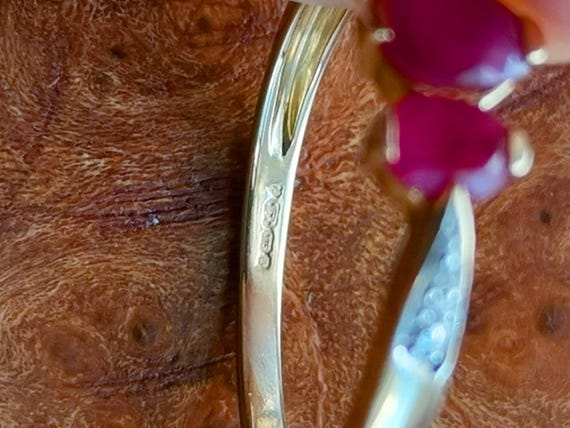 Vintage 9ct Solid Gold Ruby & Diamond Half Eterni… - image 8