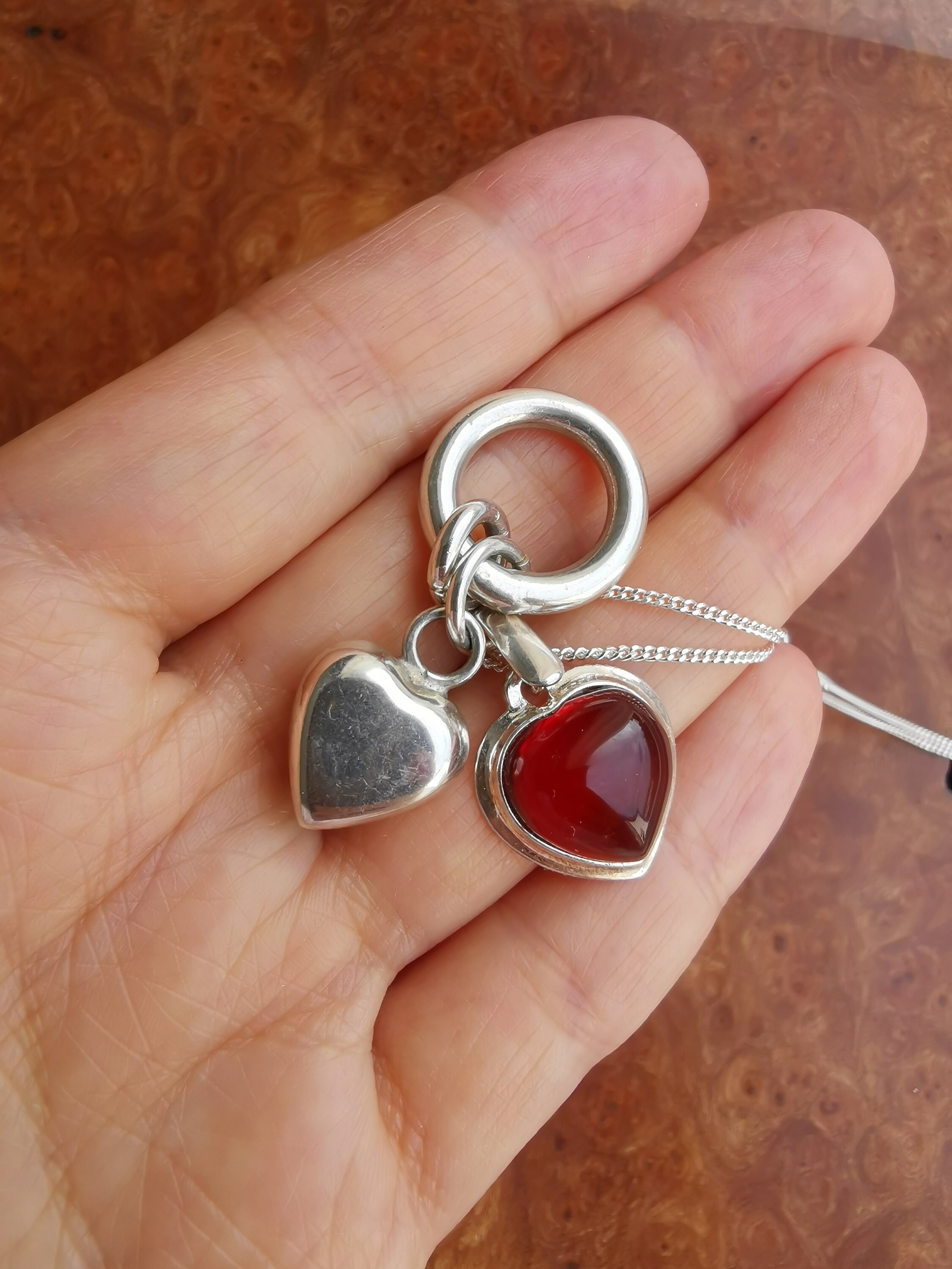 ネックレス・ペンダント VINTAGE HOLLYWOOD Petit Two Heart Necklace 4BNY565 Vintage Sterling Silver Double Heart Necklace, Sterling