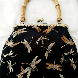 Vintage style dragonfly embroidery bag, Dragonfly present, Silk handbag, Dragonfly Clutch, Dragonfly bag, Dragonfly gift, Dragonfly lover