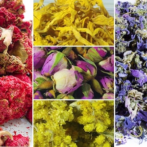 68+ types of flowers & petals - 10g - 50g, edible dried flowers, dried petals, tea lavender dried rose petals buds cornflower sweet violets