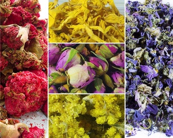 68+ types of flowers & petals - 10g - 50g, edible dried flowers, dried petals, tea lavender dried rose petals buds cornflower sweet violets