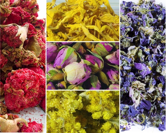 68 Types of Flowers & Petals 10g 50g, Edible Dried Flowers, Dried Petals,  Tea Lavender Dried Rose Petals Buds Cornflower Sweet Violets 