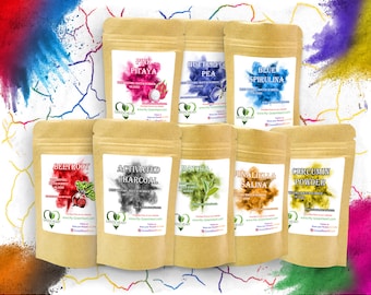 Natural Food colouring coloring 50g - Blue Spirulina Powder, Activated Charcoal Smoothie,Pink Pitaya, Dunaliella Salina, Butterfly Pea