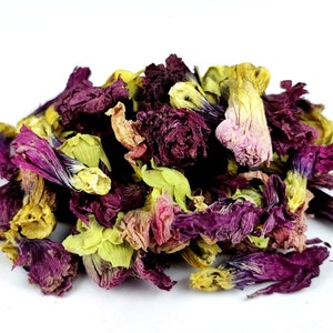 Fleur de mauve violette séchée, décoration de gâteau, décorations artisanales, confettis de mariage