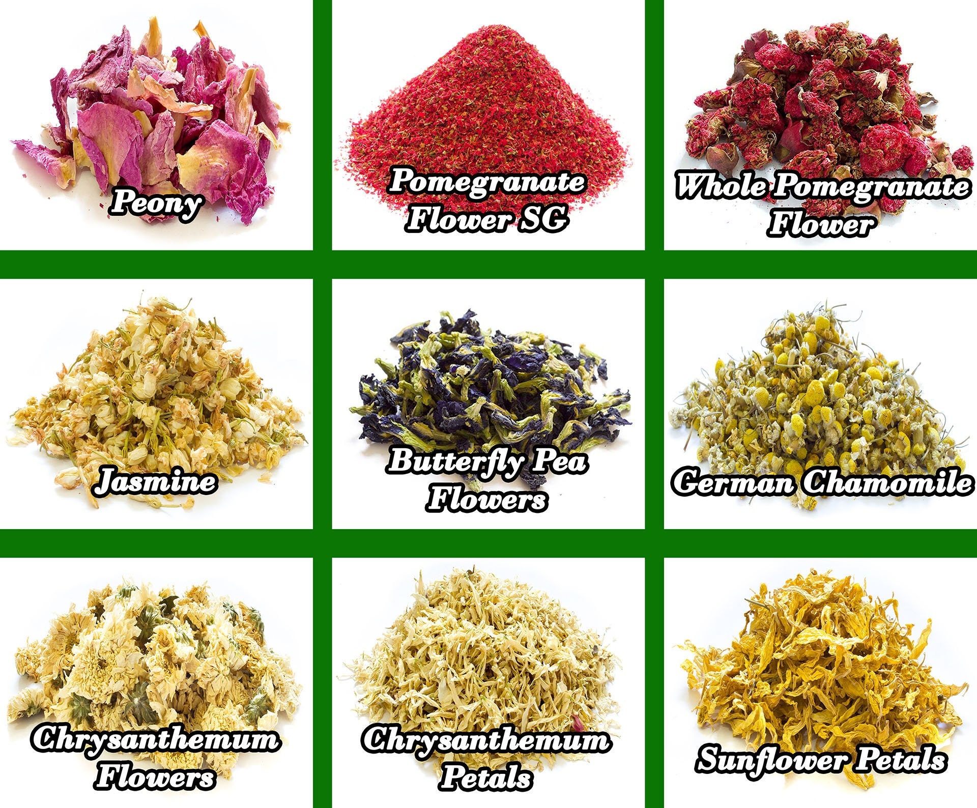Plus de 62 types de fleurs séchées 10 g 50 g, comestibles, pétales