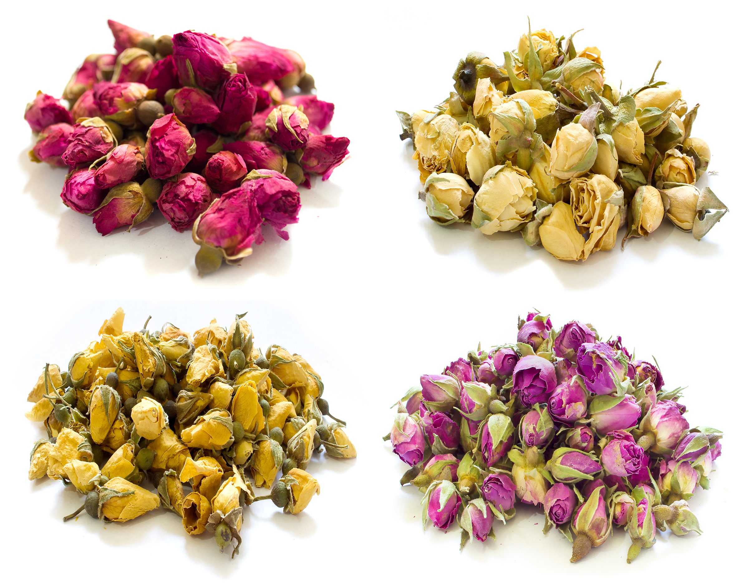 Dried Rose Buds - 10g - 50g - Pink, Red, Yellow - Natural and Biodegradable - Dried, Craft, Candle, Soap, Bath Bomb, Potpourri