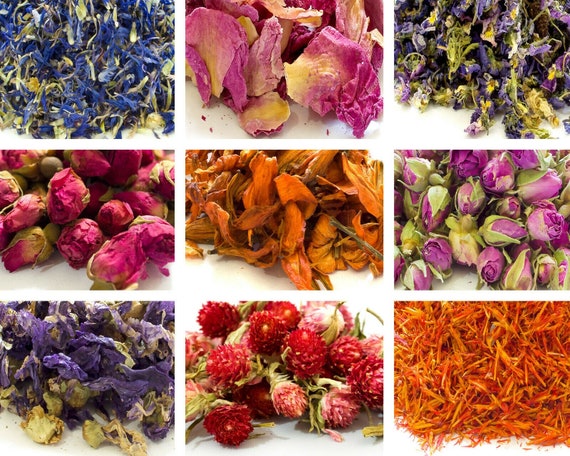 62 Types Dried Flowers 10g 50g, Edible , Dried Petals, Tincture, Craft, Tea  Lavender Rose Cornflower Dryed Rose Butterfly Pea Flower 
