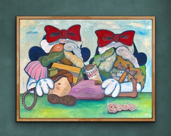 Original Acrylic Painting: "Hardy's Twins" - Contemporary Outsider Art (36 x 48 in)