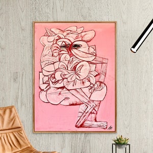 Original Abstract Painting &quot;Burnt Rose&quot; - 30 x 40 in - Outsider Art